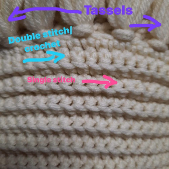 Beautiful Cream Hand Crochet Fringed Heavy Afghan 68" X 48" - Picture 4 of 4